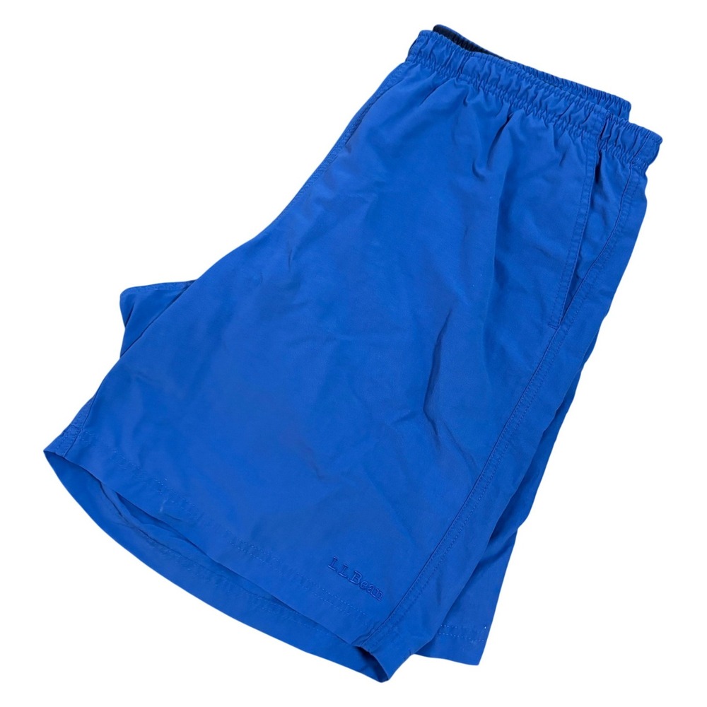 LL Bean Mens Supplex Nylon Swim Trunks Blue Mesh Lined Shorts Medium
